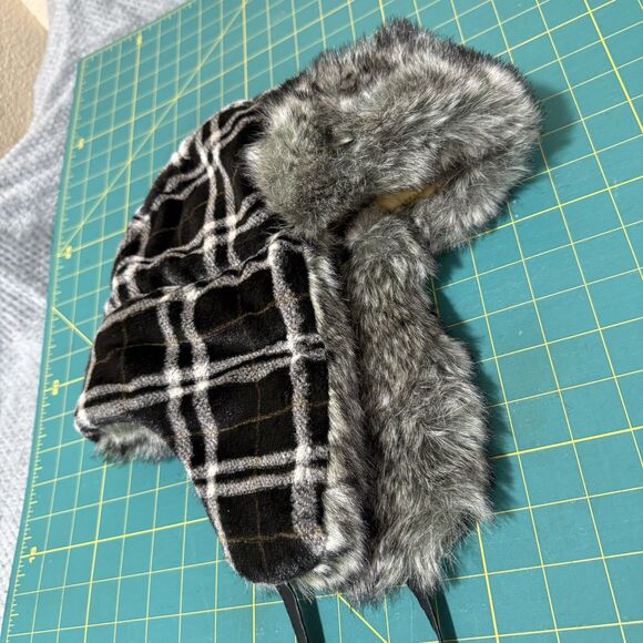 Trapper hat faux fur plaid one size - Picture 3 of 15